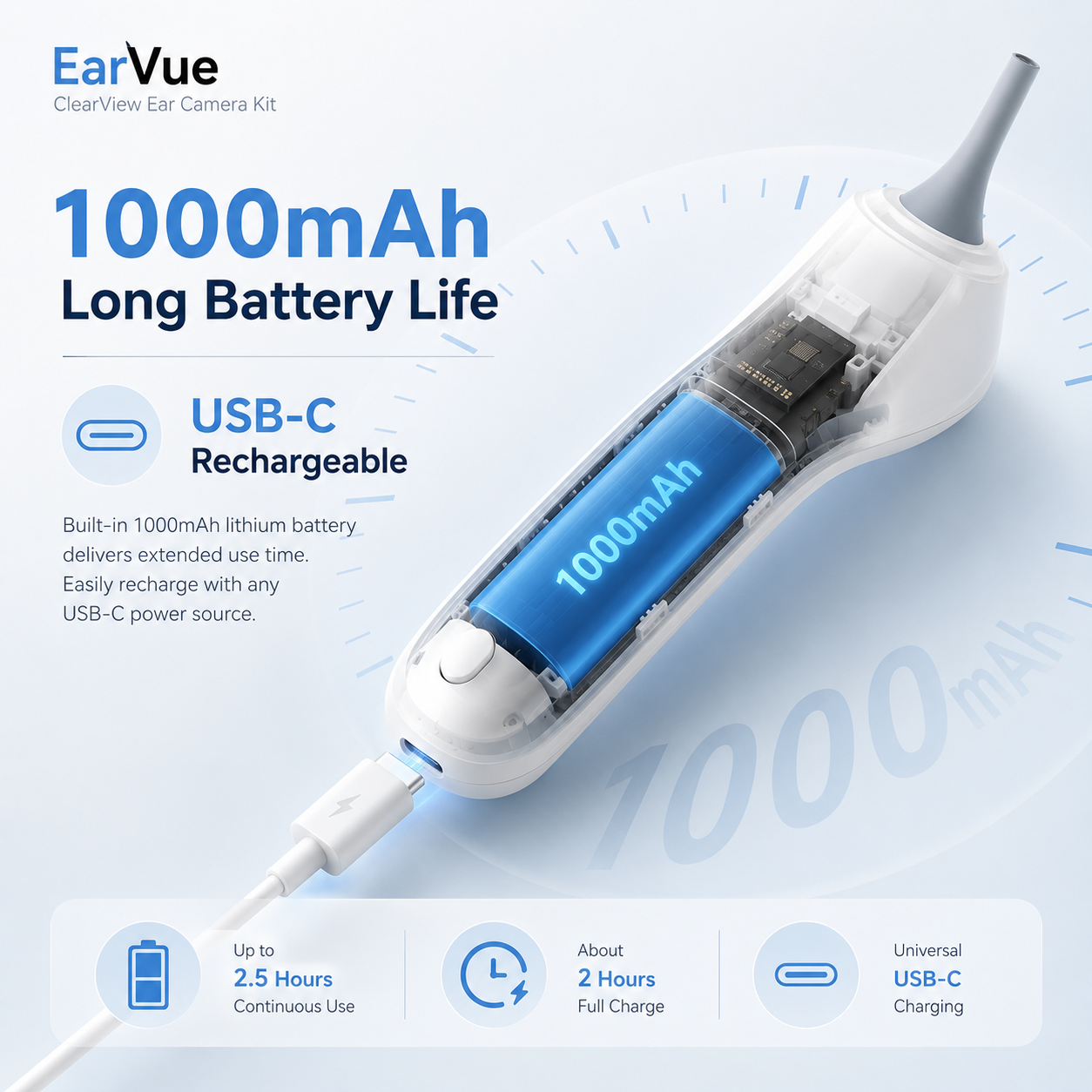 1000mAh Long Battery Life